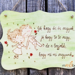 Pirogravírozott kép Valentinnapra, évfordulóra, Otthon & Életmód, Dekoráció, Ajtó- és ablak dekoráció, Ajtódísz & Kopogtató, Gravírozás, pirográfia, MESKA