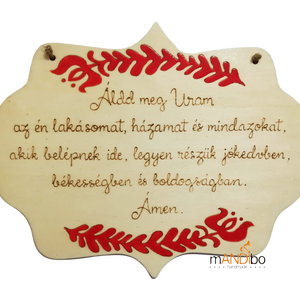 Házi áldás mintás kopogtató - pirogravírozott képecske, Otthon & Életmód, Dekoráció, Ajtó- és ablak dekoráció, Ajtótábla, Gravírozás, pirográfia, MESKA