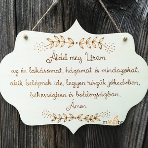 Házi áldás mintás kopogtató - pirogravírozott képecske - otthon & életmód - dekoráció - ajtó- és ablak dekoráció - ajtótábla - Meska.hu