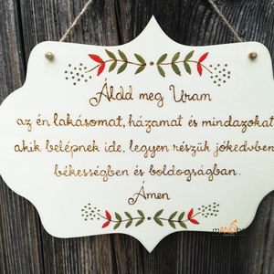 Házi áldás mintás kopogtató - pirogravírozott képecske - otthon & életmód - dekoráció - ajtó- és ablak dekoráció - ajtótábla - Meska.hu
