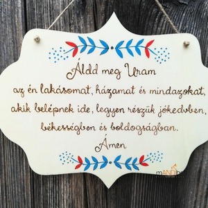 Házi áldás mintás kopogtató - pirogravírozott képecske - otthon & életmód - dekoráció - ajtó- és ablak dekoráció - ajtótábla - Meska.hu