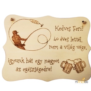 Személyre szabható vicces szülinapi képecske horgásznak, Otthon & Életmód, Dekoráció, Kép & Falikép, Táblakép, Gravírozás, pirográfia, MESKA
