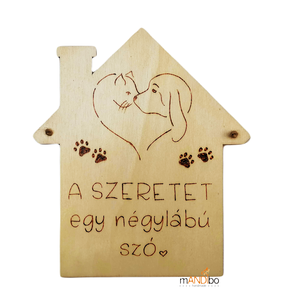 Kutyások / macskások kopogtatója - pirogravírozott képecske, Otthon & Életmód, Dekoráció, Ajtó- és ablak dekoráció, Ajtótábla, Gravírozás, pirográfia, MESKA