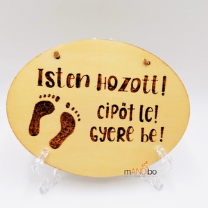 Isten hozott - vicces pirogravírozott kép , Otthon & Életmód, Dekoráció, Kép & Falikép, Fából készült kép, Gravírozás, pirográfia, MESKA
