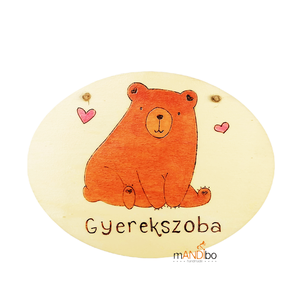 Macis gyerekszoba ajtajára készült pirogravírozott kép  - otthon & életmód - babaszoba, gyerekszoba - gyerek névtábla - Meska.hu