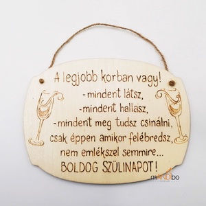 Vicces születésnapra készült pirogravírozott kép borkedvelőknek, Otthon & Életmód, Dekoráció, Kép & Falikép, Fából készült kép, Gravírozás, pirográfia, MESKA