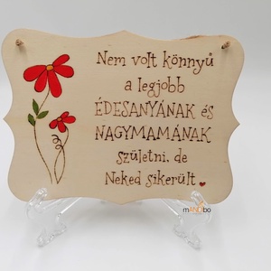 Édesanyáknak és nagymamáknak készült személyreszabható pirogravírozott képecske, Otthon & Életmód, Dekoráció, Kép & Falikép, Táblakép, Gravírozás, pirográfia, MESKA