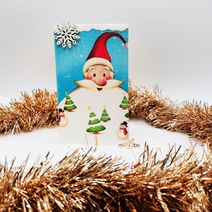 Karácsonyi álló deszkakép dekoráció - Mikulás hópehellyel, Karácsony, Karácsonyi lakásdekoráció, Karácsonyi lakásdíszek, Decoupage, transzfer és szalvétatechnika, MESKA