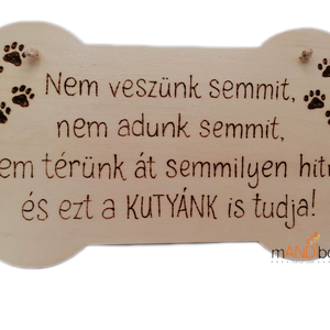 Vicces harapós kutyára figyelmeztető csont formájú kopogtató - pirogravírozott képecske - Meska.hu
