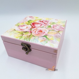 Shabby chic rózsás szalvétatechnikával díszített teafilter tartó doboz - otthon & életmód - konyhafelszerelés, tálalás - konyhai tárolás - tea & kávé tárolás - Meska.hu