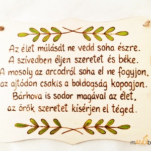 Kézzel pirogravírozott kép születésnapra, Otthon & Életmód, Dekoráció, Ajtó- és ablak dekoráció, Ajtódísz & Kopogtató, Gravírozás, pirográfia, MESKA