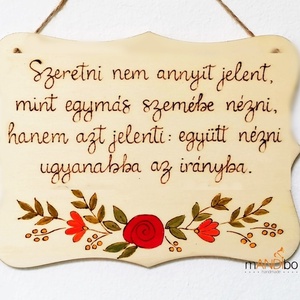 Virágos mintás pirogravírozott kép eljegyzésre, esküvőre, évfordulóra.  - otthon & életmód - dekoráció - ajtó- és ablak dekoráció - ajtódísz & kopogtató - Meska.hu