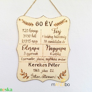 Személyre szabható pirogravírozott kép születésnapra, Otthon & Életmód, Dekoráció, Kép & Falikép, Fából készült kép, Gravírozás, pirográfia, MESKA