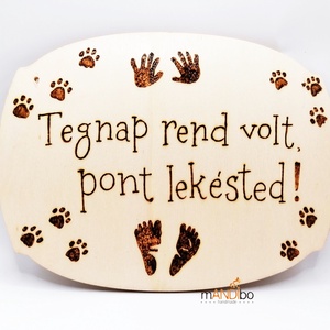 Tegnap rend volt vicces pirogravírozott kép, Otthon & Életmód, Dekoráció, Ajtó- és ablak dekoráció, Ajtódísz & Kopogtató, Gravírozás, pirográfia, MESKA