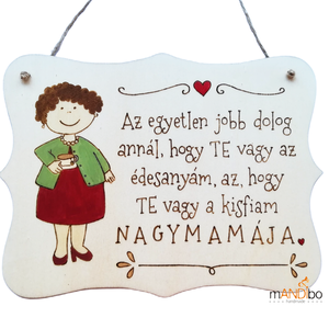 Nagymamának készült személyre szabható pirogravírozott képecske, Otthon & Életmód, Dekoráció, Kép & Falikép, Táblakép, Gravírozás, pirográfia, MESKA