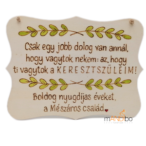 Keresztszülő köszöntő személyreszabható pirogravírozott képecske, Játék & Sport, Keresztelőajándékok, Gravírozás, pirográfia, MESKA