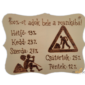 Vicces munkahelyi pirogravírozott képecske, Otthon & Életmód, Dekoráció, Kép & Falikép, Táblakép, Gravírozás, pirográfia, MESKA