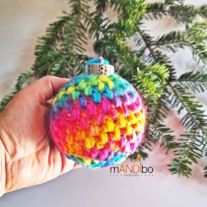 Horgolt szivárvány színű karácsonyfadísz  - Meska.hu