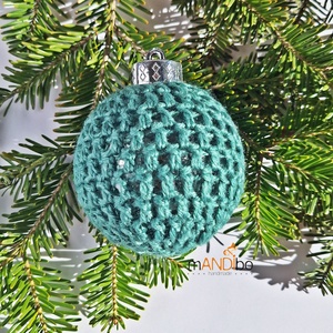 Horgolt tengerzöld színű karácsonyfadísz  - Meska.hu