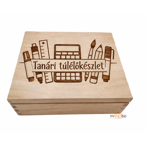 Tanári túlélőkészlet - vicces ajándék pedagógusoknak, óvódai, tanári ballagási ajándék évzáróra, pedagógusnapra, Esküvő, Emlék & Ajándék, Doboz, Gravírozás, pirográfia, MESKA