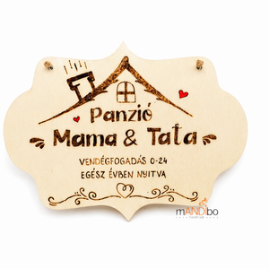 Mama és tata panzió - nagyszülőknek készült pirogravírozott képecske, Otthon & Életmód, Dekoráció, Kép & Falikép, Táblakép, Gravírozás, pirográfia, MESKA
