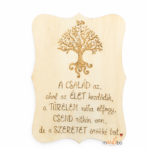 Család, ahol az élet kezdődik - pirogravírozott kép , Otthon & Életmód, Dekoráció, Kép & Falikép, Fából készült kép, Gravírozás, pirográfia, MESKA