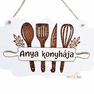 Anya / mama konyhája - személyreszabható pirogravírozott képecske, Otthon & Életmód, Dekoráció, Kép & Falikép, Táblakép, Gravírozás, pirográfia, MESKA
