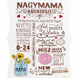 Nagymama házirendje - pirogravírozott képecske, Otthon & Életmód, Dekoráció, Kép & Falikép, Táblakép, Gravírozás, pirográfia, MESKA