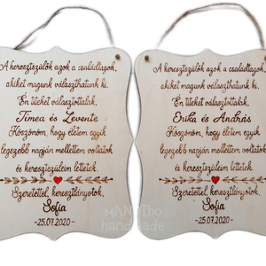 Keresztszülő felkérő személyreszabható pirogravírozott képecske, Baba - mama, Keresztelő kellékek, Keresztelőajándékok, Gravírozás, pirográfia, MESKA