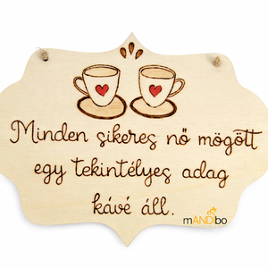 Kávés - vicces pirogravírozott kép , Otthon & Életmód, Dekoráció, Kép & Falikép, Fából készült kép, Gravírozás, pirográfia, MESKA