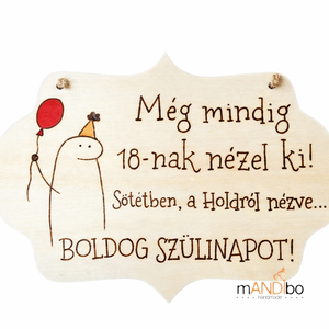 Vicces pirogravírozott kép születésnapra, Otthon & Életmód, Dekoráció, Kép & Falikép, Fából készült kép, Gravírozás, pirográfia, MESKA
