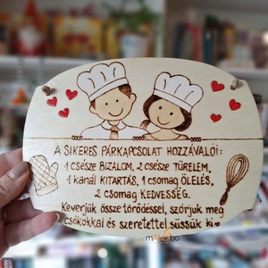 Párkapcsolat hozzávalói pirogravírozott kép Valentinnapra, évfordulóra, Otthon & Életmód, Dekoráció, Ajtó- és ablak dekoráció, Ajtódísz & Kopogtató, Gravírozás, pirográfia, MESKA