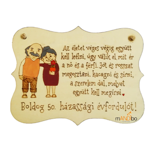 Évfordulóra készült képecske idősebb házaspárnak, nagyszülőknek - otthon & életmód - dekoráció - ajtó- és ablak dekoráció - ajtódísz & kopogtató - Meska.hu