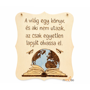 A világ egy könyv - pirogravírozott kép , Otthon & Életmód, Dekoráció, Kép & Falikép, Fából készült kép, Gravírozás, pirográfia, MESKA