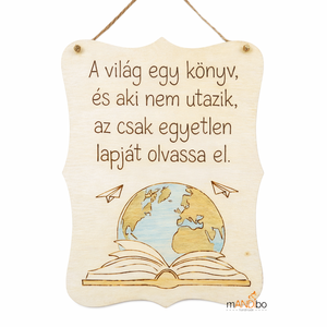 A világ egy könyv - pirogravírozott kép  - otthon & életmód - dekoráció - kép & falikép - fából készült kép - Meska.hu