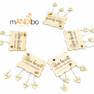 Isten hozott / Édes otthon pirogravírozott családi névtábla szívekkel - otthon & életmód - ház & kert - névtábla - Meska.hu