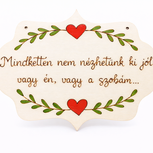 Rend-es vicces pirogravírozott kép, Otthon & Életmód, Dekoráció, Ajtó- és ablak dekoráció, Ajtódísz & Kopogtató, Gravírozás, pirográfia, MESKA