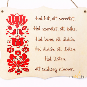 Magyaros házi áldás - pirogravírozott képecske, Otthon & Életmód, Dekoráció, Ajtó- és ablak dekoráció, Ajtótábla, Gravírozás, pirográfia, MESKA