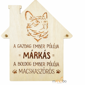 Macskás kopogtató - pirogravírozott képecske, Otthon & Életmód, Dekoráció, Ajtó- és ablak dekoráció, Ajtótábla, Gravírozás, pirográfia, MESKA