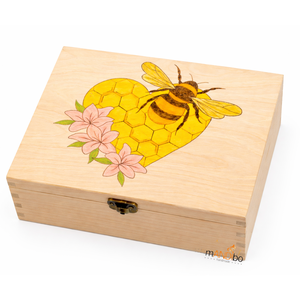 Kaptár mintás, virágos szíves méhecskés teafilter tartó doboz, Otthon & Életmód, Konyhafelszerelés, tálalás, Konyhai tárolás, Tea & Kávé tárolás, Festett tárgyak, Gravírozás, pirográfia, MESKA