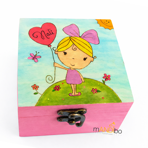 Kislányos ékszertartó - kincsesláda - doboz, Ékszer, Ékszertartó, Ékszerdoboz, Festett tárgyak, Gravírozás, pirográfia, MESKA