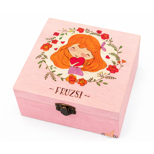 Kislányos ékszertartó - kincsesláda - doboz, Ékszer, Ékszertartó, Ékszerdoboz, Festett tárgyak, Gravírozás, pirográfia, MESKA
