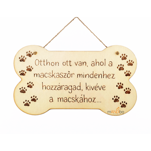 Macskás csont formájú kopogtató - pirogravírozott képecske, Otthon & Életmód, Dekoráció, Ajtó- és ablak dekoráció, Ajtótábla, Gravírozás, pirográfia, MESKA