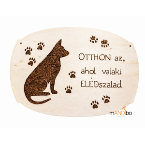 Kutyás - macskás otthonos személyre szabható kopogtató - pirogravírozott képecske, Otthon & Életmód, Dekoráció, Ajtó- és ablak dekoráció, Ajtótábla, Gravírozás, pirográfia, MESKA