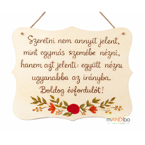 Virágos mintás pirogravírozott kép eljegyzésre, esküvőre, évfordulóra. , Otthon & Életmód, Dekoráció, Ajtó- és ablak dekoráció, Ajtódísz & Kopogtató, Gravírozás, pirográfia, MESKA