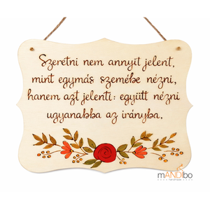 Virágos mintás pirogravírozott kép eljegyzésre, esküvőre, évfordulóra.  - otthon & életmód - dekoráció - ajtó- és ablak dekoráció - ajtódísz & kopogtató - Meska.hu