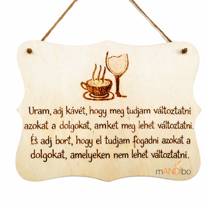 Kávé - bor - vicces pirogravírozott kép , Otthon & Életmód, Dekoráció, Kép & Falikép, Fából készült kép, Gravírozás, pirográfia, MESKA