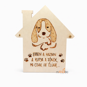 Kutya / macska a főnök - vicces kopogtató - pirogravírozott képecske, Otthon & Életmód, Dekoráció, Ajtó- és ablak dekoráció, Ajtótábla, Gravírozás, pirográfia, MESKA