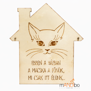 Kutya / macska a főnök - vicces kopogtató - pirogravírozott képecske - otthon & életmód - dekoráció - ajtó- és ablak dekoráció - ajtótábla - Meska.hu
