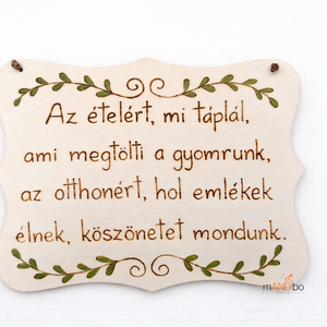 Konyhai áldás pirogravírozott kép - Meska.hu